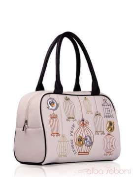 Шкільна сумка з вышивкою, модель 130775 білий. Зображення товару, вид збоку.