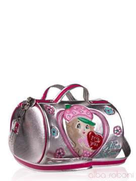 Стильна дитяча сумочка з вышивкою, модель 0115 срібло. Зображення товару, вид збоку.