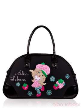 Стильна дитяча сумочка з вышивкою, модель 0140 чорний. Зображення товару, вид спереду.