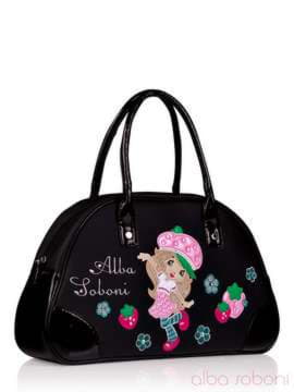 Стильна дитяча сумочка з вышивкою, модель 0140 чорний. Зображення товару, вид збоку.