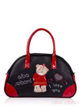 Стильна дитяча сумочка з вышивкою, модель 0143 чорно-червоний. Зображення товару, вид спереду.