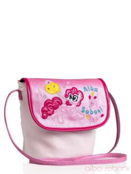 Стильна дитяча сумочка з вышивкою, модель 0151 рожевий. Зображення товару, вид збоку.