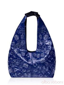 Стильна сумка з вышивкою, модель 131200 чорно-синій. Зображення товару, вид спереду.