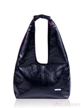 Брендова сумка з вышивкою, модель 131200 чорно-рожевий. Зображення товару, вид спереду.