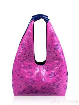 Стильна сумка з вышивкою, модель 131200 синьо-рожевий. Зображення товару, вид спереду.