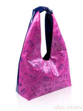 Стильна сумка з вышивкою, модель 131200 синьо-рожевий. Зображення товару, вид збоку.