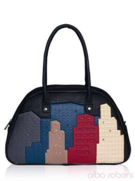 Модна сумка - саквояж з вышивкою, модель 141640 чорний. Зображення товару, вид спереду.