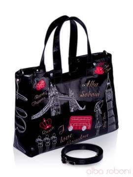 Молодіжна сумка з вышивкою, модель 130735 чорний. Зображення товару, вид збоку.