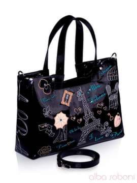 Модна сумка з вышивкою, модель 130736 чорний. Зображення товару, вид збоку.
