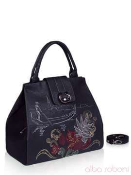 Модна сумка з вышивкою, модель 141332 чорний. Зображення товару, вид збоку.