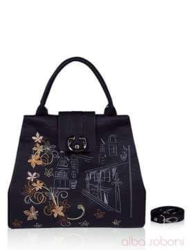 Модна сумка з вышивкою, модель 141333 чорний. Зображення товару, вид спереду.