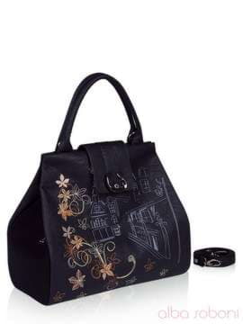 Модна сумка з вышивкою, модель 141333 чорний. Зображення товару, вид збоку.