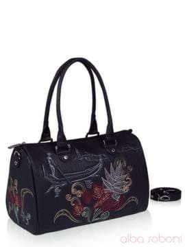 Модна сумка з вышивкою, модель 141342 чорний. Зображення товару, вид збоку.