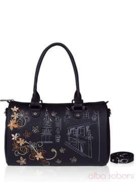 Стильна сумка з вышивкою, модель 141343 чорний. Зображення товару, вид спереду.