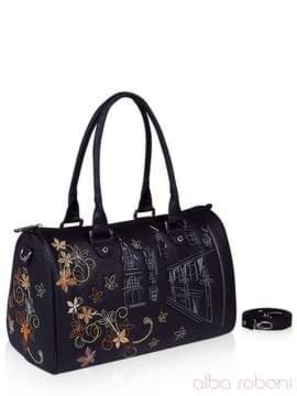 Стильна сумка з вышивкою, модель 141343 чорний. Зображення товару, вид збоку.