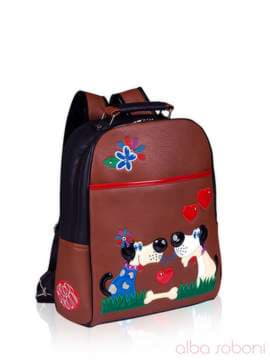 Шкільний рюкзак з вышивкою, модель 140704 коричнево-чорний. Зображення товару, вид збоку.