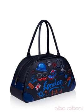 Шкільна сумка - саквояж з вышивкою, модель 141445 чорний. Зображення товару, вид збоку.
