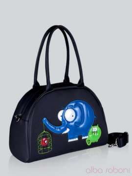 Шкільна сумка - саквояж з вышивкою, модель 141504 чорний. Зображення товару, вид збоку.