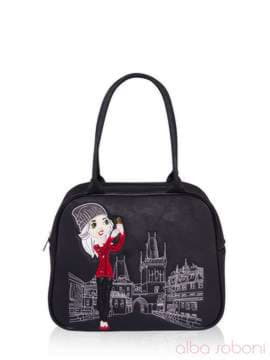 Шкільна сумка з вышивкою, модель 161240 чорний. Зображення товару, вид спереду.