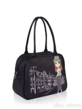 Шкільна сумка з вышивкою, модель 161241 чорний. Зображення товару, вид збоку.