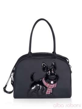 Шкільна сумка з вышивкою, модель 161500 чорний. Зображення товару, вид спереду.