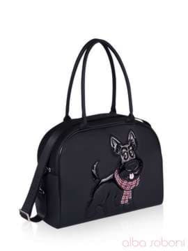 Шкільна сумка з вышивкою, модель 161500 чорний. Зображення товару, вид збоку.