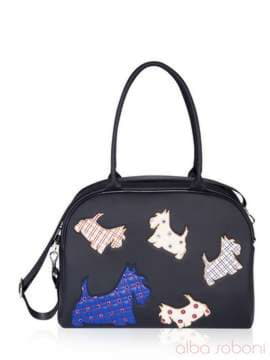 Брендова сумка з вышивкою, модель 161501 чорний. Зображення товару, вид спереду.