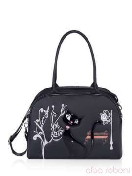 Шкільна сумка з вышивкою, модель 161503 чорний. Зображення товару, вид спереду.