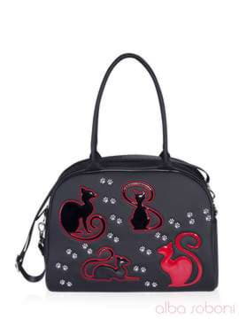 Брендова сумка з вышивкою, модель 161504 чорний. Зображення товару, вид спереду.