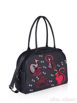 Брендова сумка з вышивкою, модель 161504 чорний. Зображення товару, вид збоку.