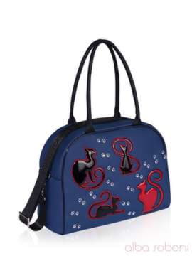 Молодіжна сумка з вышивкою, модель 161504 синій. Зображення товару, вид збоку.