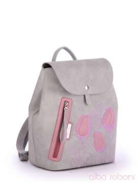 Літній рюкзак з вышивкою, модель 170121 сірий. Зображення товару, вид спереду.