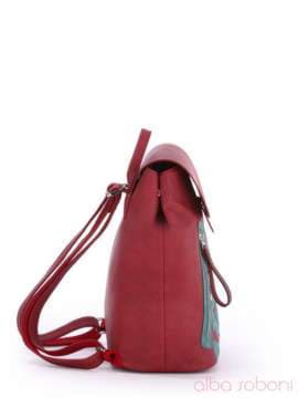 Літній рюкзак з вышивкою, модель 170125 червоний. Зображення товару, вид збоку.