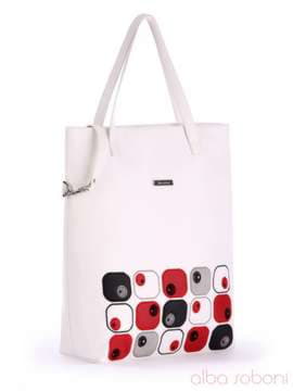 Стильна сумка з вышивкою, модель 170113 білий. Зображення товару, вид спереду.
