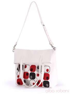 Стильна сумка з вышивкою, модель 170113 білий. Зображення товару, вид збоку.