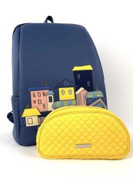 Фото товара: комплект (рюкзак та косметичка) n23009 синій. Фото - 1.