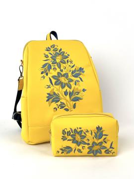 Фото товара: комплект (рюкзак та косметичка) n23010 жовтий. Фото - 1.