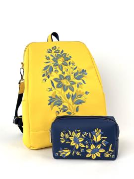 Фото товара: комплект (рюкзак та косметичка) n23011 жовто-синій. Фото - 1.