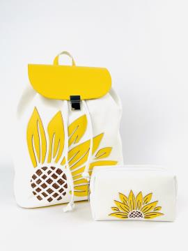 Фото товара: комплект (рюкзак та косметичка) n24021 білий--жовтий. Фото - 1.