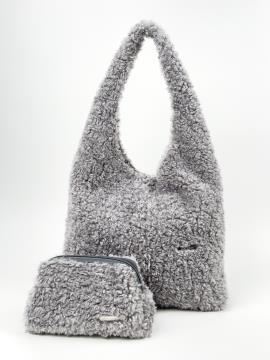 Фото товара: комлект (сумка та косметичка) n25095 світло-сірий. Фото - 1.