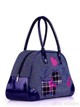 Літня сумка - саквояж з вышивкою, модель 130885 синій. Зображення товару, вид спереду.