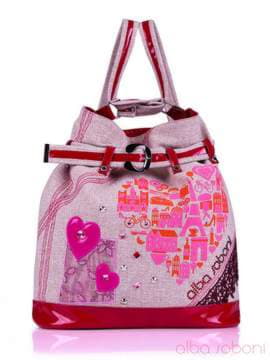 Літня сумка - рюкзак з вышивкою, модель 130872 льон бежевий. Зображення товару, вид спереду.