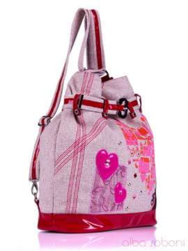 Літня сумка - рюкзак з вышивкою, модель 130872 льон бежевий. Зображення товару, вид збоку.