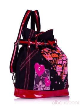 Стильна сумка - рюкзак з вышивкою, модель 130872 чорний (джинс). Зображення товару, вид збоку.