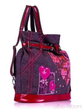Жіноча сумка - рюкзак з вышивкою, модель 130872 льон коричневий. Зображення товару, вид збоку.