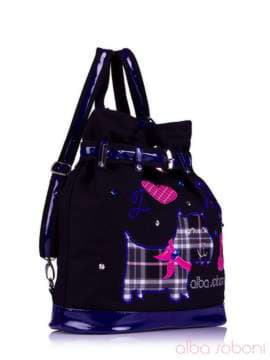Жіноча сумка - рюкзак з вышивкою, модель 130875 чорний (джинс). Зображення товару, вид збоку.