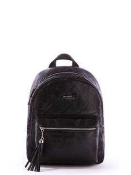Стильний рюкзак з вышивкою, модель 171531 чорний. Зображення товару, вид спереду.