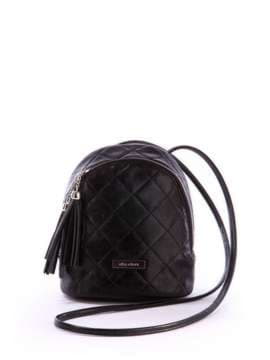 Жіночий міні-рюкзак з вышивкою, модель 171541 чорний. Зображення товару, вид спереду.