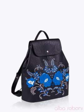 Модний рюкзак з вышивкою, модель 152311 чорний. Зображення товару, вид збоку.