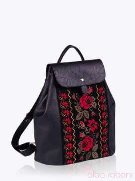 Жіночий рюкзак з вышивкою, модель 152313 чорний. Зображення товару, вид збоку.